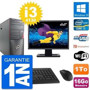 Fujitsu W530 PC Tower, 22 inch (55,6 cm), Intel i3-4130 RAM, 16 GB, harde schijf 1 TB, Windows 10, WiFi (gereviseerd)