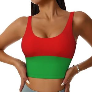 Vlag van Wit-Rusland Print Comfortabele Vrouwen Sport Vest Yoga Workout Vest voor Vrouwen Lichtgewicht Zomer, Zwart, S