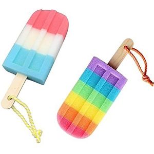 Douchespons, 2 stuks, peeling, badspons, douchespons met handgreep, reiniging, zachte spons, natuurlijke babyspons, massagespons, geschikt badgereedschap voor kinderen/vrouwen/heren, badbad