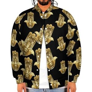 Gouden Hamsa Hand Grappige Mannen Baseball Jacket Gedrukt Jas Zacht Sweatshirt Voor Lente Herfst