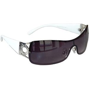 Zonnebril voor dames, bril, monoglas, sportieve stijl, dames, M 34, wit, zilver, Breite : ca. 14,0 cm / Höhe: 3,9 cm