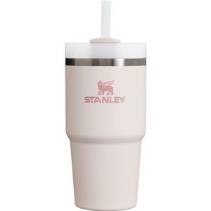 Stanley Quencher H2.0 FlowState roestvrij staal vacuüm geïsoleerde beker met deksel en rietje voor water, ijsthee of koffie, smoothie en meer, rozenkwarts 2.0, 20oz