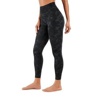 CRZ YOGA Sportbroek voor dames, yoga, leggings met hoge taille-nekgevoeling - 25 Inches Tie Dye Rookinkt XL