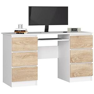 Bureau klein met laden | Office Desk | Computertafel | Bureau met toetsenbordlade | Houten decoratie | B135 x H77 x D50 cm, 60 kg