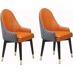 GEIRONV Moderne eetkamerstoel set van 2, waterdichte lederen lounge stoel for kantoor restaurant keuken slaapkamer stoelen met massief houten poten Eetstoelen (Color : C, Size : 91 * 44 * 47cm)