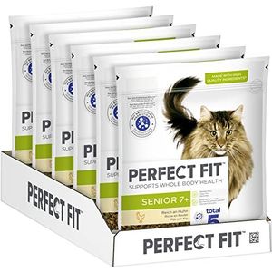PERFECT FIT Senior Droogvoer voor oudere katten vanaf 7 jaar - kip, 750 g (6 zakken)