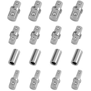 16 stuks aandrijfadapters, 3/8 naar 1/2 1/4 naar 3/8 1/4 inch, adapterset, chroom-vanadium-staal, dopsleuteladapter, set slagmoeradapter voor automodificatie, reparatie