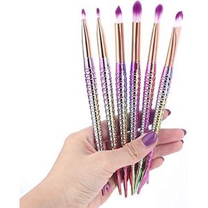 Bswefty 7/10 stks Make-up Borstels Tool Blending Beauty Cosmetics Kit Set van Borstel Gezicht Oogschaduw Lip Artist Zeemeermin Markeerstift Foundation (Handvat Kleur: Roze)