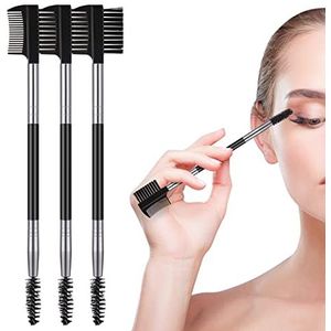 Wenkbrauw Wimper Shaper, Wenkbrauw Borstel Kam Wimper Separator Tool met 3 Verschillende voor Vrouwen Meisjes Scheiden Wimpers Eliminerende Mascara Klompen Verzorging Brows (Zwart+Wit - 4 stuks)