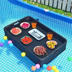 pallet， Zwembadvlotten for volwassenen for spa's, baden en feestjes | Drijvende dienblad for in het zwembad for drankjes, brunch en eten op het strand(Black)
