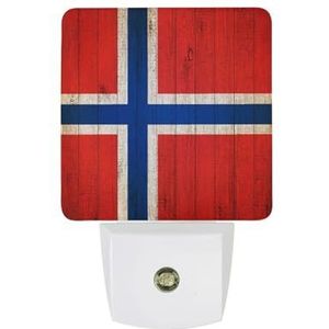 Noorwegen Vlag op Grunge Houten Warm Wit Nachtlampje Plug In Muur Schemering naar Dawn Sensor Lichten Binnenshuis Trappen Hal