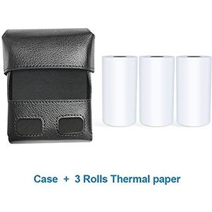 Etiketprinters Draagbare printerlabel Mini Thermische Multifunctionele Bluetooth Machine Home Office Ondersteuning Meerdere systemen (Color : Case Three Rolls)