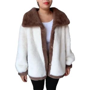 Ownwfeat Faux Fur Dames Jas Bont Jas Grote Revers Faux Jas, M wit 1, L