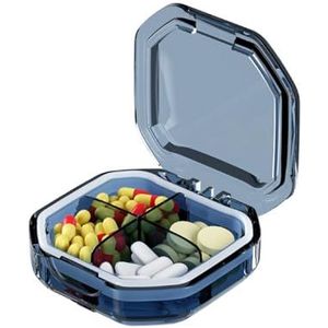 Pillendoosje - Blauw - Draagbare Pocket Pillendoos Dispenser - 4 Compartimenten