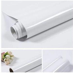 XUCZHAI Keuken oliebestendige film oude kast renovatie sticker keuken fornuis tafelblad oliebestendige film zelfklevende waterdichte effen kleur heldere verf behang voor keuken aanrecht (wit, 10 x 60