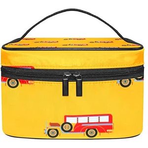 rode klassieke auto's make-up organizer tas, reizen make-up tas organizer case draagbare cosmetische tas voor vrouwen en meisjes toiletartikelen, Meerkleurig, 22.5x15x13.8cm/8.9x5.9x5.4in