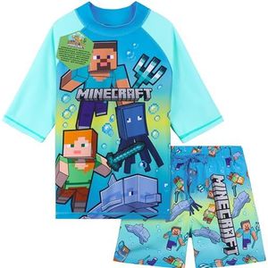 Get Trend Minecraft |Pokemon Zwempakken Rash Guard Badpak Set 2 Stks Holiday Essentials Pool, Blauw/Groen Minecraft, 9-10 Years