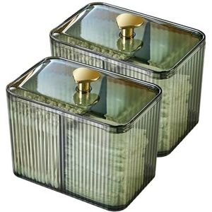 Wattenschijfjes - Qtip-houder - Doorzichtige Plastic - 3-delige Badkamercontainer