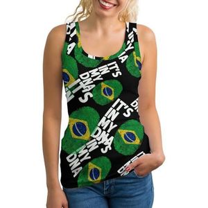 It's In My DNA Brazil Flag1 Lichtgewicht Tank Top voor Vrouwen Mouwloze Workout Tops Yoga Racerback Running Shirts L