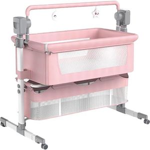 Multifunctionele babywieg, draagbaar babybedje, converteerbare opvouwbare babywiegschommel met Bluetooth-muziek 5 zwaaiende versnellingen afstandsbediening(Pink)