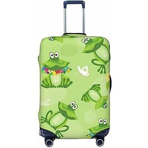 DEHIWI Grappige Kikker Patroon Bagage Cover Reizen Stofdichte Koffer Cover Rits Sluiting Koffer Protector Fit 18-32 Inch Bagage, Zwart, L