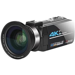 Videocamera, 4K videocamera camcorder for vlog -opname camcorder wifi IR Nachtzicht 4K 56MP 3.0 Inch 16x digitale zoomrecordercamera(16G SD card,Nero)