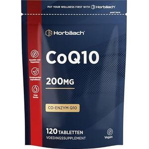 Co Enzym Q10 200mg | 120 Veganistische Tabletten | Natuurlijk gefermenteerd CoQ10 supplement | Hoog gedoseerd Coenzyme Q10 | Horbaach