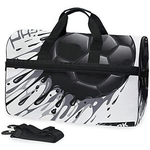 Sport Zwemmen Gymtas met Schoenen Zwart Voetbal Voetbal Compartiment Weekender Duffel Reistassen Handtas voor Vrouwen Meisjes Mannen