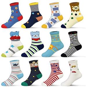 HYCLES Sokken met antislip voor baby's, kinderen 0-7 jaar, 12 paar antislip-sokken, kind, ABS, sokken, kinderen, jongens, meisjes, 23-26, 27-30, sokken voor peuter, baby, 0-6-12-18 maanden