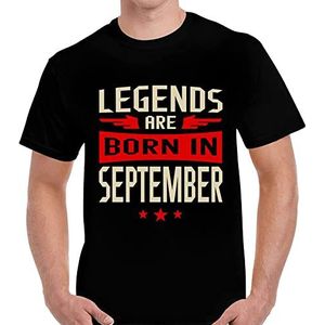 Legends Are Born In September Men'S Black T-Shirt Mens Short Sleeves Bottoming T Shirt Casual Tee Shirt Fashion Tops Clothing Black M