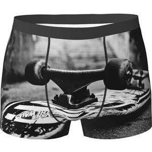 ZJYAGZX Skate Boards Print Heren Zachte Boxer Slips Shorts Viscose Trunk Pack Vochtafvoerend Heren Ondergoed, Zwart, S