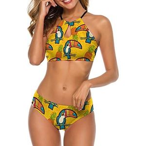 Pineapple Parrot Bikinisets voor dames, tweedelig badpak, spaghettibandjes, badpak, zomer, strand