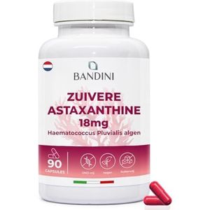 Bandini® Pure Astaxanthine 18 mg per capsule | 90 capsules - 3 maanden | Krachtige natuurlijke antioxidant uit Haematococcus Pluvialis algen - Natuurlijke Astaxanthin, zonder magnesiumstearaat