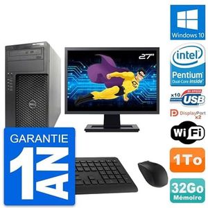 Dell PC Tower T1650 display, 27 inch, Intel G2020 RAM, 32 GB harde schijf, 1 TB, Windows 10, wifi (gereviseerd)