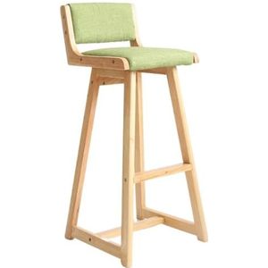 Barkrukken Barstoelen Houten Barkruk Hoge Dichtheid Spons Barkruk Bar Hoge Krukken Tegenkrukken Met Linnen Rugleuning Barkruk Stoel Bar Stoelen(A)