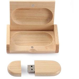 HOZYALE USB 2.0 Flash Drive Houten Geheugenstick USB Stick 16 GB Gegevensopslag Ellips Pendrive met Houten Doos