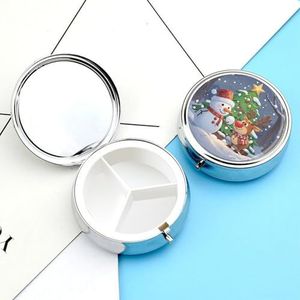 Rode neus rendier pillendoos pillencontainer houder 3 compartimenten metalen pillenorganisator reisgeneeskunde organizer draagbare pillendoos voor zak om pillen vitamine