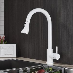 Keukenkraan, keukenkraan, uittrekspuitmodi, enkele handgreep, dek gemonteerd, warm en koud watermixer, gootsteen kranen, pistoolgrijs a