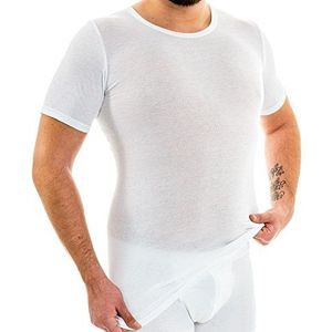 HERMKO 3847 Heren extra lang shirt met korte mouwen (+ 10 cm) onderhemd met 1/4 arm van 100% biologisch katoen (fijne rib), Größe Herren:11 (XXXXXL), Farbe:weiß