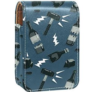 Gepersonaliseerde Lipstick Case Draagbare Make-up Tas Cosmetische Pouch Lippenstift Houder Make-up Organizer Gebroken Fles Patroon, Meerkleurig, 9.5x2x7 cm/3.7x0.8x2.7 in
