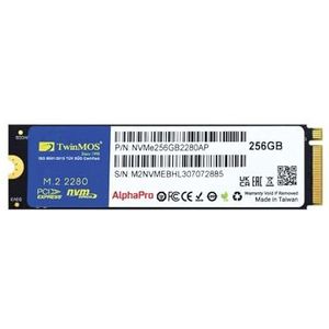 TwinMOS AlphaPro PCIe Gen3 NVMe M.2 2280 SSD harde schijf 256 GB Zwart