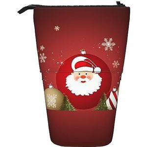 RLDOBOFE Merry Christmas print Potlood Tas Stand-Up Intrekbare Potlood Doos Organizer Pen Houder Opbergtas Cosmetische Tas Voor Kantoor Kerst Vakantie Gift, Zwart, Eén maat
