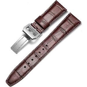 WCQSYY Lederen Horloge Armband Voor IWC PILOT WATCHES PORTOFINO PORTUGIESER Mannen Band Horloge Band Accessorie (Color : Brown-Silver Clasp2, Size : 22mm)