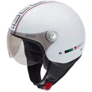BEON Design - Jethelm met vizier - Geschikt als Scooter Brommer Motor Snorfiets helm - Retro helm scooter voor Volwassenen - Incl helmtas