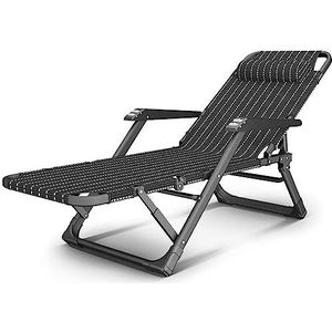 GEIRONV Zero Gravity fauteuil, kantoor lunchpauze dutje zomer thuis strand draagbare balkon vrije tijd stoel opklapbare lounge stoel Fauteuils (Color : Black A, Size : 178x67x25cm)