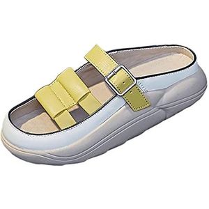 Siepificius Vrouwen Slide Sandalen Waterdichte Zachte Slip Op Platte Sandaal Vloer Slides Schoenen 35 Wit Maat 35, Geel Maat 37, Medium