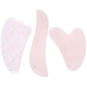 3 stuks massagestenen, natuurlijke rozenkwarts schraapplatenset, lichaamsmassageplaat schraapmassagetool