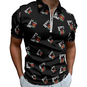 It's In My DNA Suriname Vlag Half Zip-up Polo Shirts Voor Mannen Slim Fit Korte Mouw T-shirt Sneldrogende Golf Tops Tees 2XL