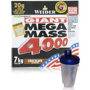 Weider - Mega Mass 4000 - aardbei - 7 kg box + gratis shaker
