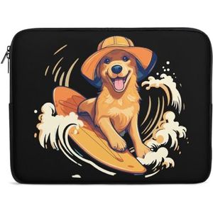 Gouden Hond Surfen Laptop Sleeve Bag Shockproof Notebook Computer Pocket Tablet Draaghoes